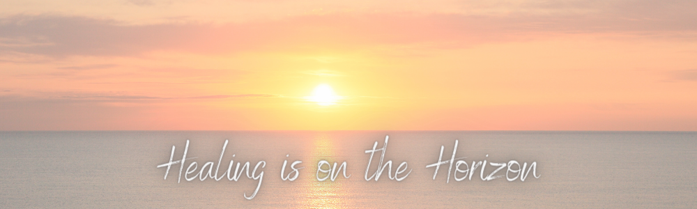 Themes of Therapy- Therapy Services in Henderson Nevada -- How do you recover from trauma? -- Image of ocean horizon with text "healing is on the horizon"